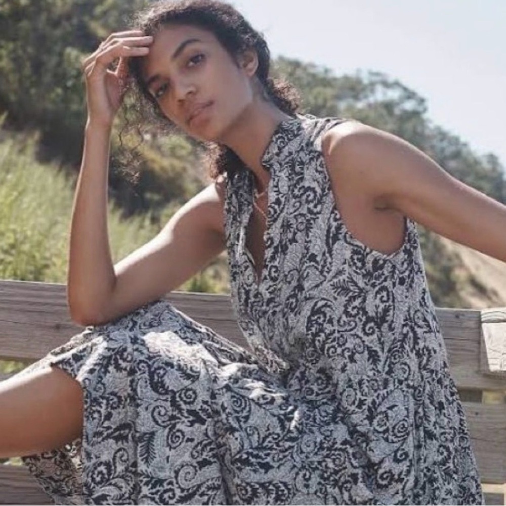Anthropologie Women’s Maeve Paisley Print V-Neck Sleeveless Midi Dress Size XSP